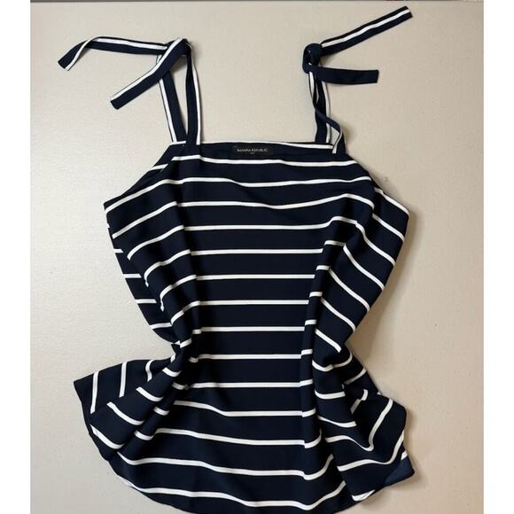 Banana Republic Tops - Nautical Banana Republic Medium Tie Strap Silky Tank Top Navy White Stripe